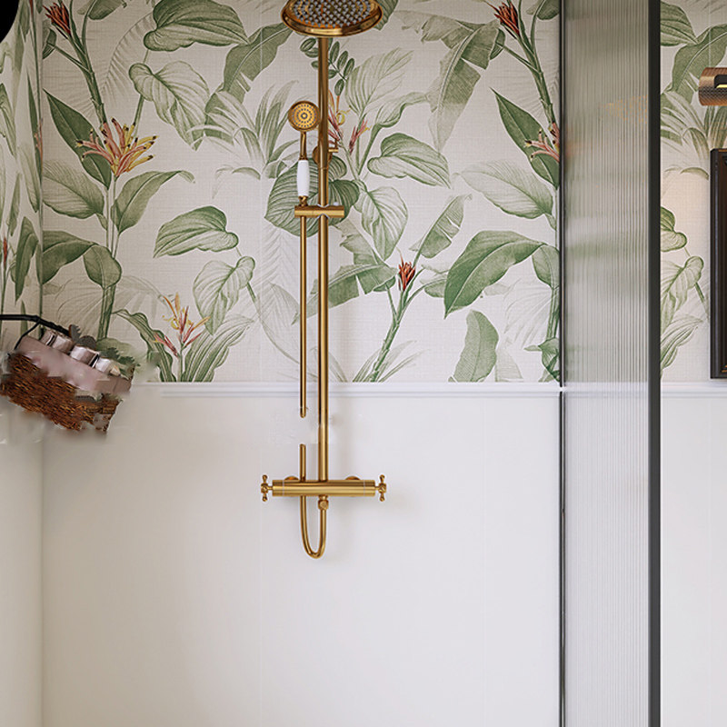 南洋风自粘卫生间背景墙纸防水墙贴天堂鸟奶油风浴室壁纸复古贴纸