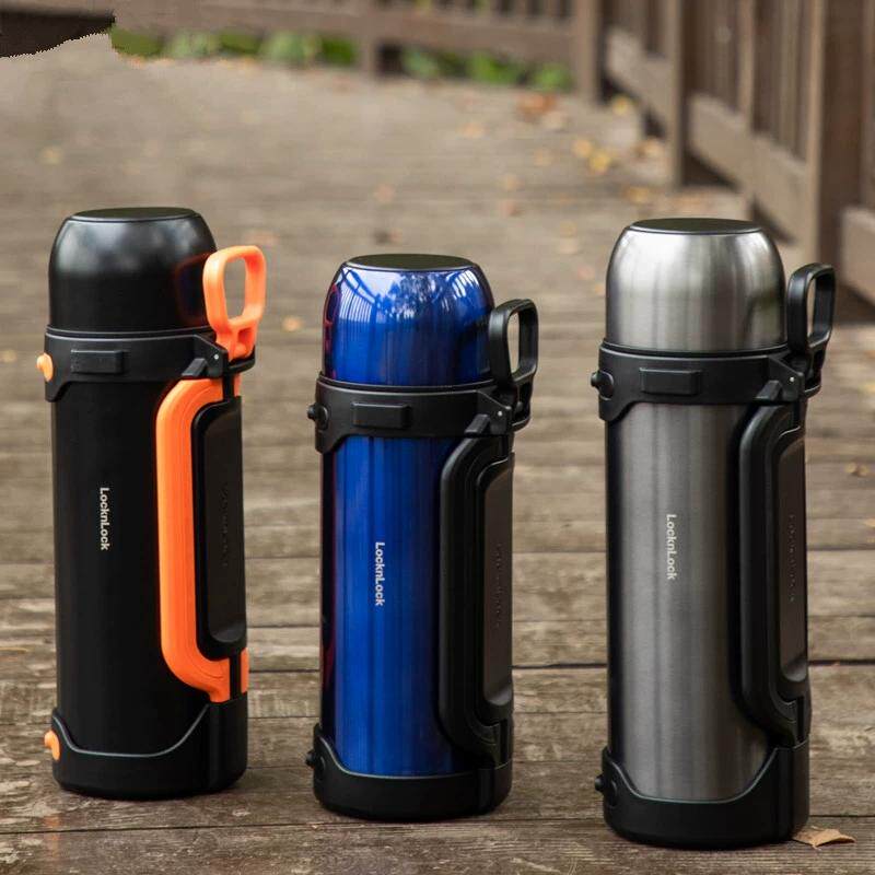 乐扣乐扣手提可背带便携户外旅行水壶超大容量24小时长效保温壶