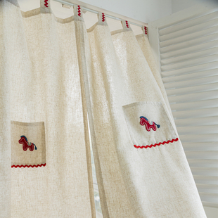 织笙花复古小马布艺门帘家居半开式可定制法式复古门帘半帘遮挡帘