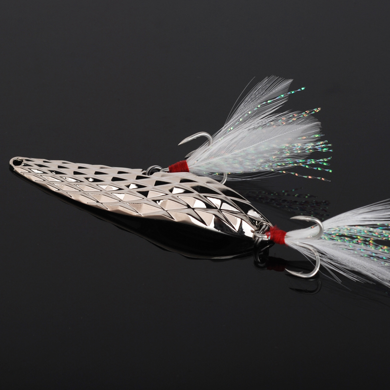 JUYANG巨洋 菠萝路亚亮片翘嘴假饵鲈鱼 勺形淡水远投毛钩钻石镜面