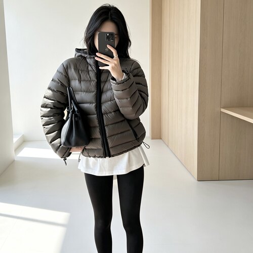 爆款三星90鹅绒服外套三防短款排骨连帽羽绒服女2026冬
