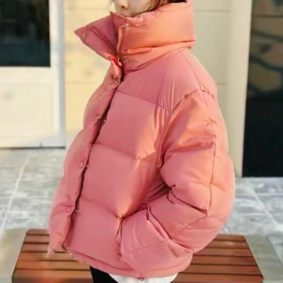 RIONA 经典时尚立领加厚90白鸭绒面包款羽绒服外套女2024秋冬新款