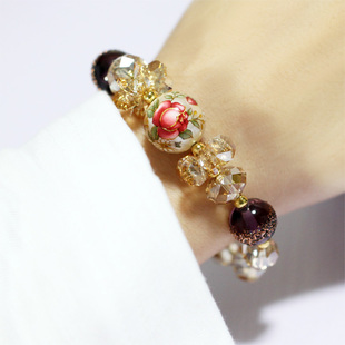 奥地利水晶手链女捷克琉璃日本进口手绘珠手串七夕情人节礼物气质