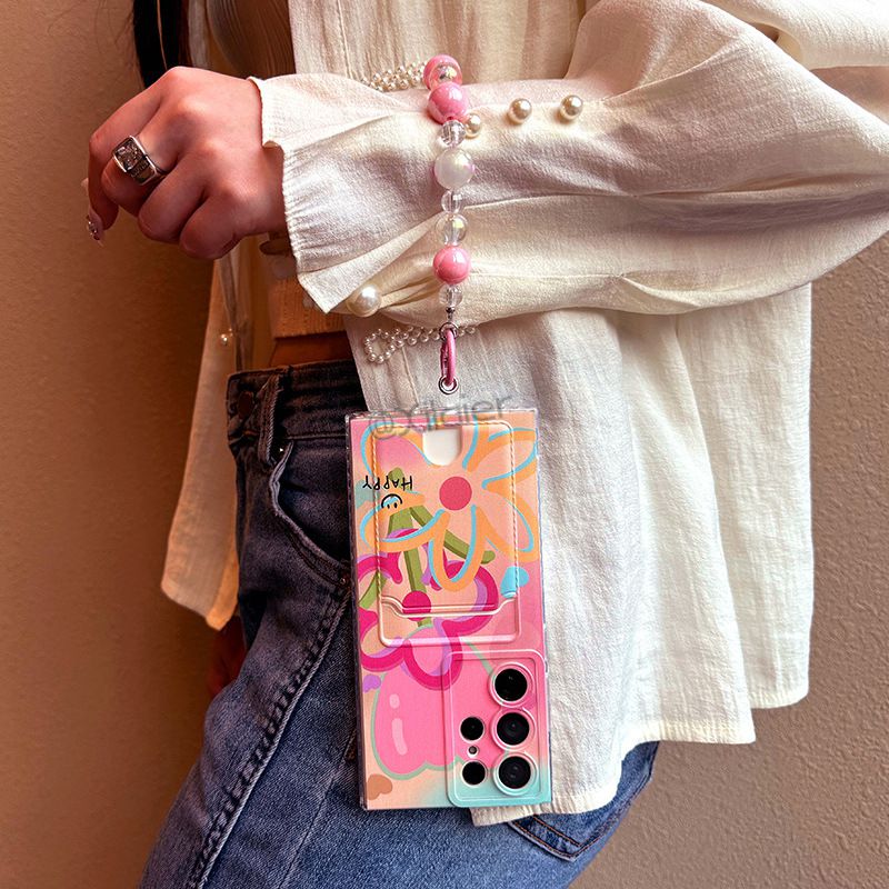 红米13手机壳透明插卡爱心花朵