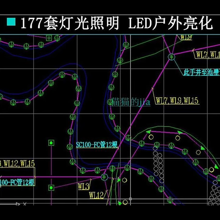 177套照明工程设计led室内户外亮化施工图设计电气图纸CAD素材