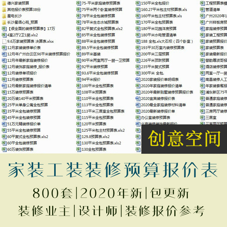 装饰公司家装预算装修清单表格材料报价工装预算装修各类合同