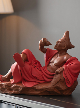 陶瓷活佛济公茶宠摆件创意家居精品紫砂人物装饰茶室茶桌造景摆设