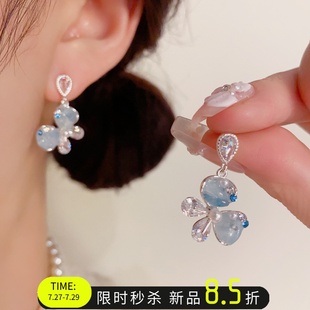 2025新款 薄荷蓝小众轻奢蝴蝶气质耳钉珍珠耳环高级感爆款 女耳饰