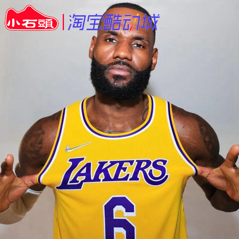 nike nba75周年洛杉矶湖人詹姆斯6号紫金球迷版sw球衣db3576-731