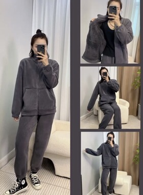 8090宋晓暖正品海豚绒第四代立领拉链情侣加绒加厚外穿家居服睡衣