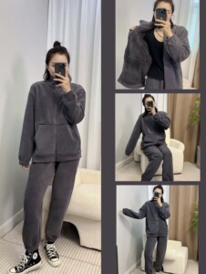 8090宋晓暖正品海豚绒第四代立领拉链情侣加绒加厚外穿家居服睡衣