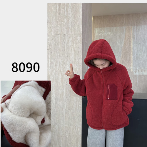 8090冬款三层加厚夹棉小火炉连帽休闲棉衣可外穿安可拉红保暖外套