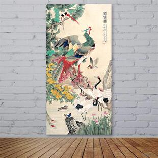 百鸟朝凤入户玄关过道走廊装饰画风水画和鸣图挂画凤凰图自粘贴画