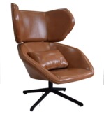 北欧轻奢客厅千鸟格单人沙发椅简约现代卧室阳台休闲转椅金属躺椅