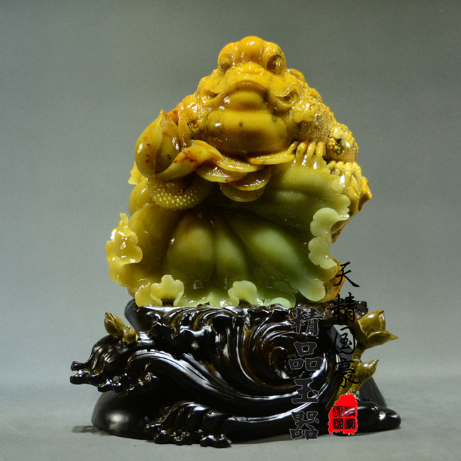 玉石摆件客厅天然岫玉摆件原石玉雕摆件家居玄关乔迁开业礼品金蟾