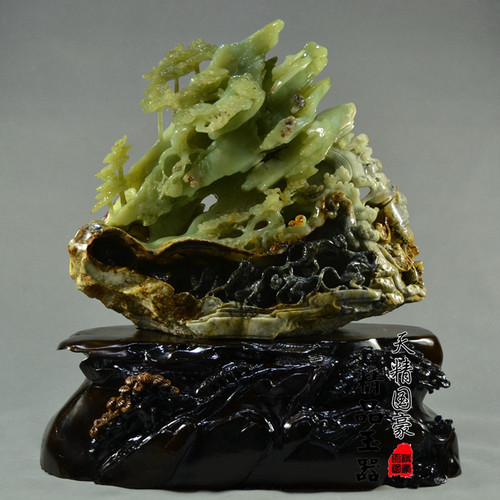 天精国豪玉石摆件客厅天然如意