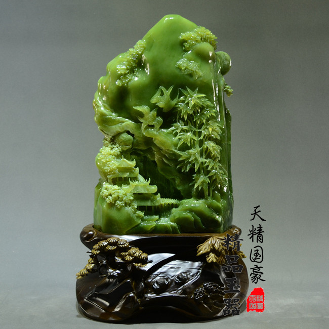 玉石摆件客厅天然岫玉摆件原石玉雕摆件家居玄关乔迁开业礼品山水