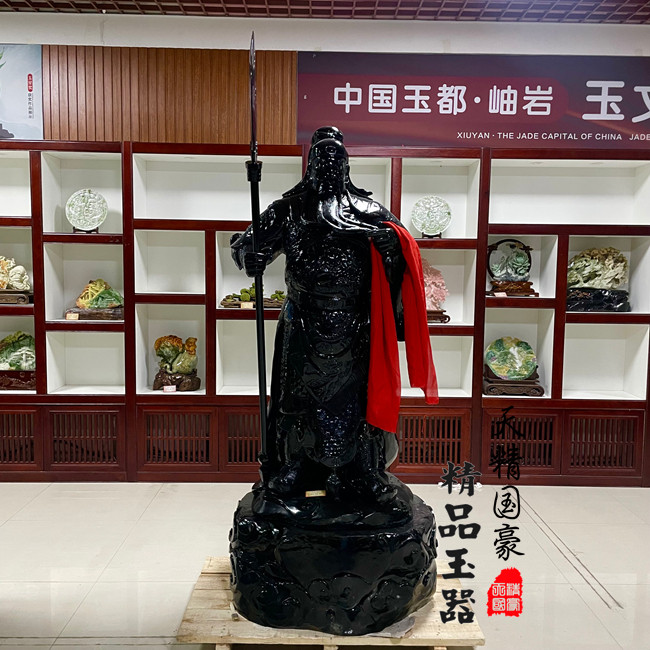 天然岫玉关公摆件客厅玄关送礼