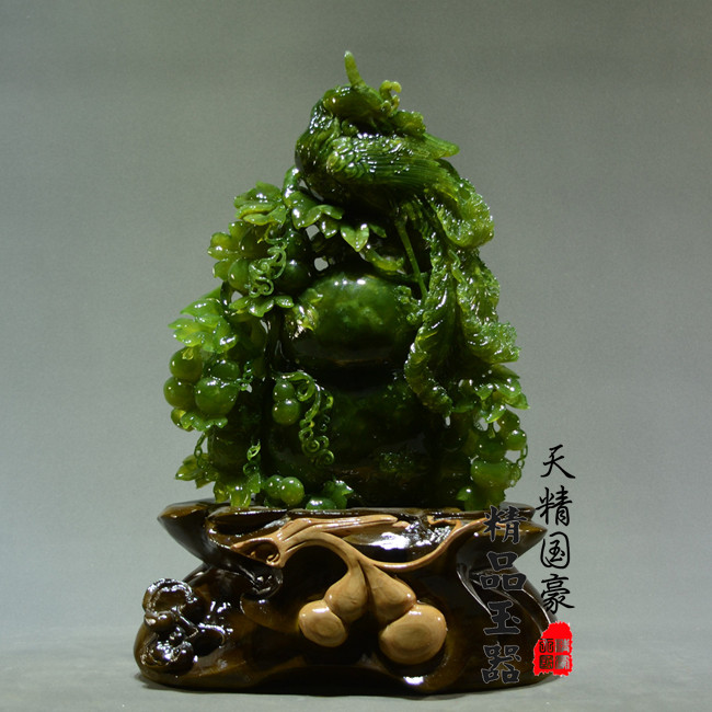 玉石摆件客厅天然岫玉摆件原石玉雕摆件家居玄关乔迁开业礼品葫芦