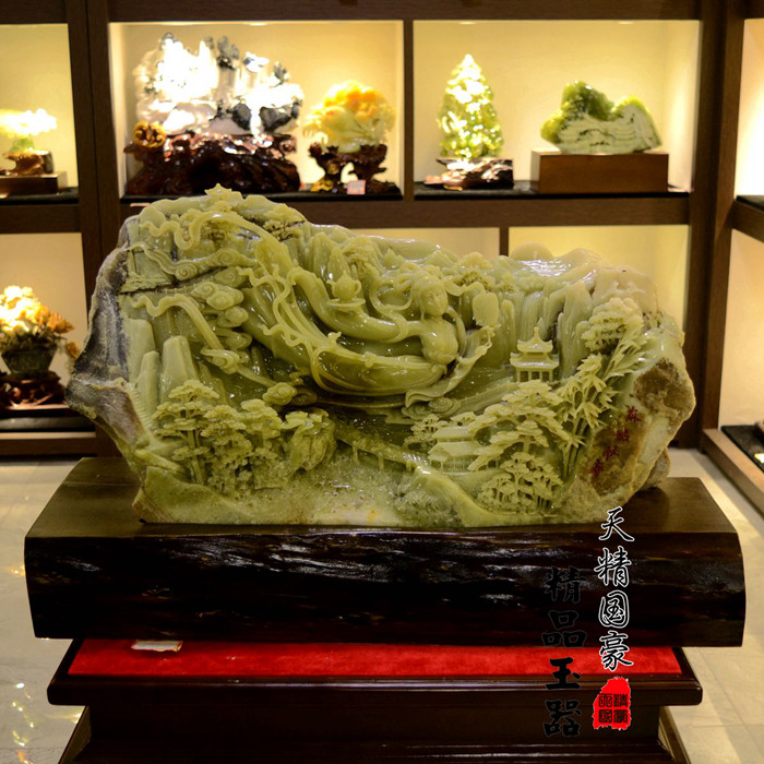 摆件玉石天精国豪手工雕刻