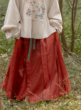 瞳莞原创明制马面裙结婚红色春不晚春夏半身裙高个子马面裙汉服