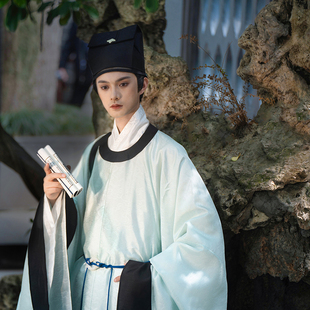 秀才男女汉服 拼色双摆襕衫 瞳莞原创明制潜渊化龙圆领大襟大袖 衫