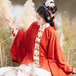 汉服 昭君袄内搭2023秋冬新款 瞳莞设计澄碧竖领对襟大袖 短袄走秀款