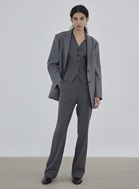 mytopbuyer/BNPS早秋新品 灰色精裁纯羊毛西装外套女春秋毛呢外套