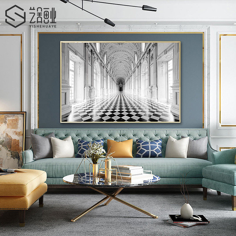 美式风轻奢玄关设计师客厅装饰画