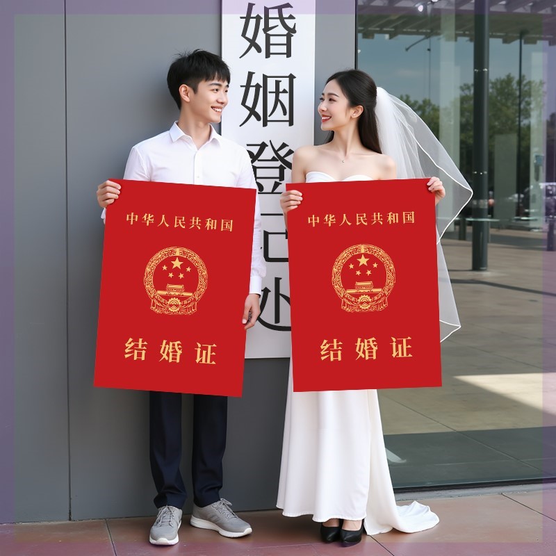 领证登记结婚证KT板氛围仪式感小