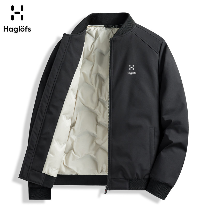 HAGLOFS火柴棍羽绒服男棒球领宽松保暖外套休闲百搭户外防水外套
