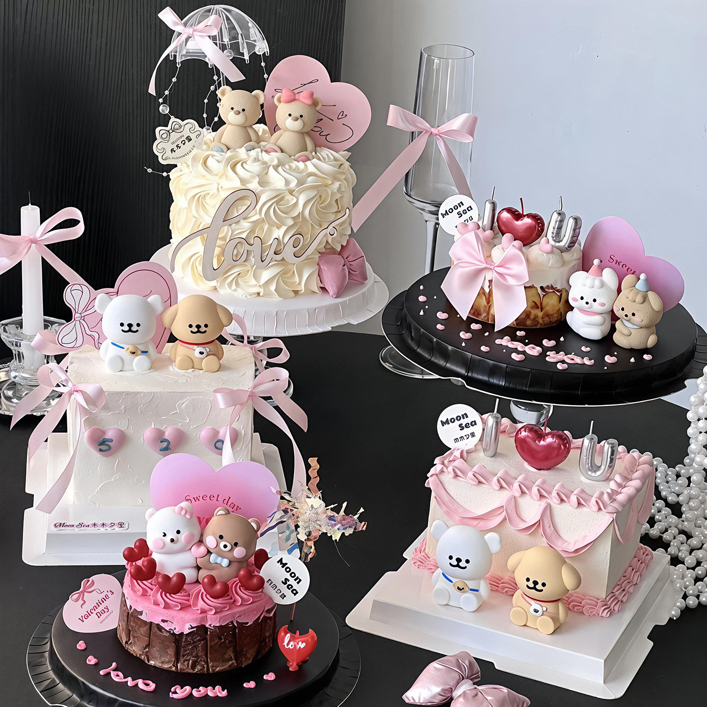 包邮网红2.14情人节蛋糕装饰摆件背包小狗小熊I爱心U蜡烛爱心插件,节庆用品/礼品,蛋糕/烘焙装饰用品,淘宝优惠券,粉丝福利购,淘宝优惠卷