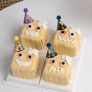 网红万圣节搞怪烘焙小蛋糕装饰眼睛眼珠糖珠迷你毛球帽甜品插件