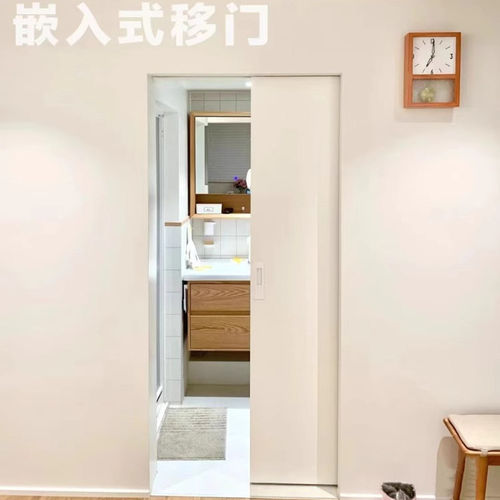 定制实木复合烤漆墙内外隐形隔断门联动口袋推拉门平移幽灵谷仓门
