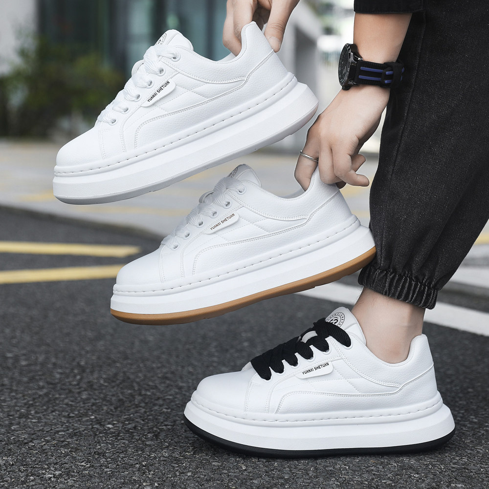 2026新款板鞋男款潮流百搭爆款运动休闲皮面小白鞋潮牌高级感男鞋,流行男鞋,休闲板鞋,淘宝优惠券,粉丝福利购,淘宝优惠卷