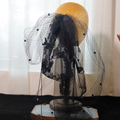 喜看手作黑色蕾丝蝴蝶结发夹头纱新娘结婚个性 婚纱礼服写真配饰品