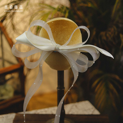 手作弹力网纱蝴蝶结发夹