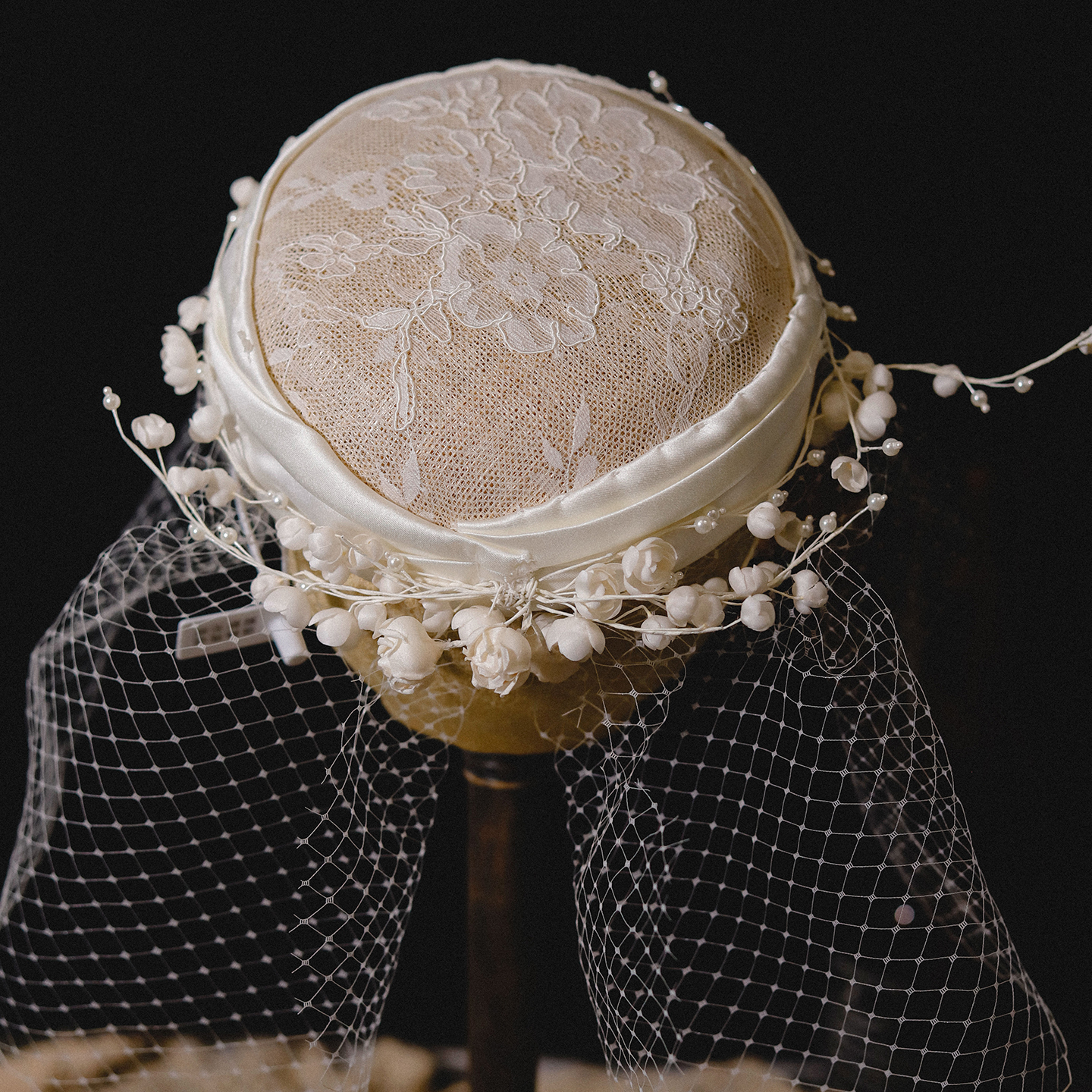 原创手作蕾丝梅麻礼帽