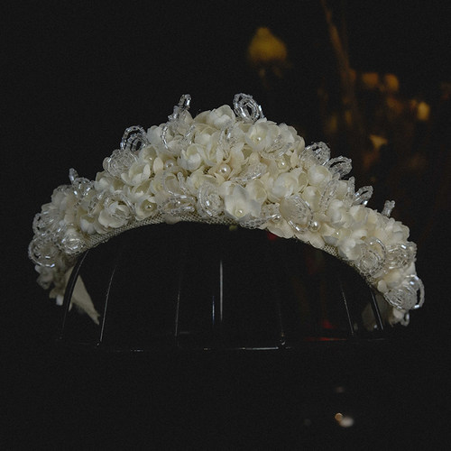 高端手作铃兰串珠花瓣发箍发冠