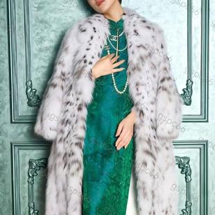 lynx潮名媛礼物 纯白山猫皮草大衣 美国进口奢华限量版 情侣超长款