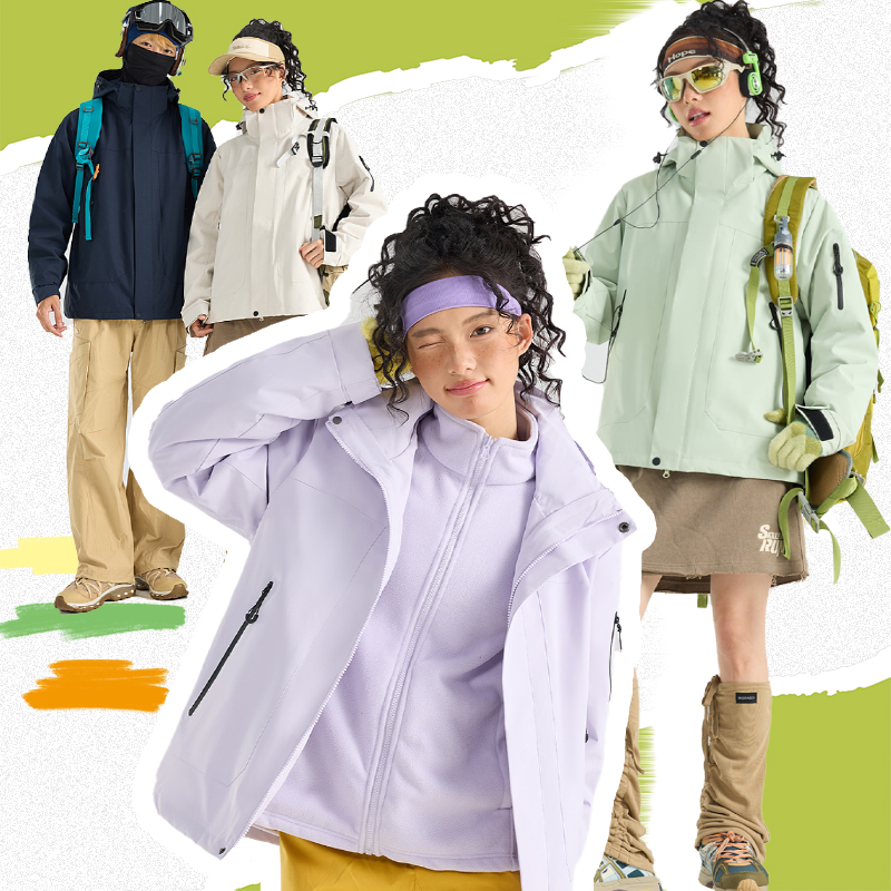 LAYNOS雷诺斯秋冬款男女防风防水登山服户外户外三合一冲锋衣2698