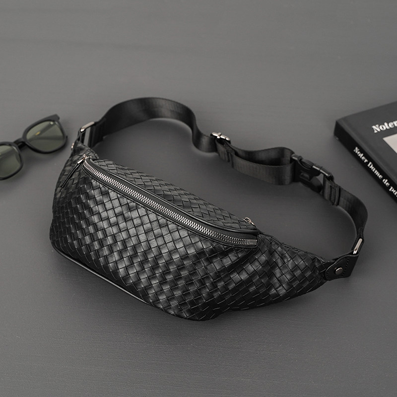 2025时尚男士小胸包 手工编织百搭小腰包 简约小腰包后背挎包潮,箱包皮具/热销女包/男包,胸包,淘宝优惠券,粉丝福利购,淘宝优惠卷