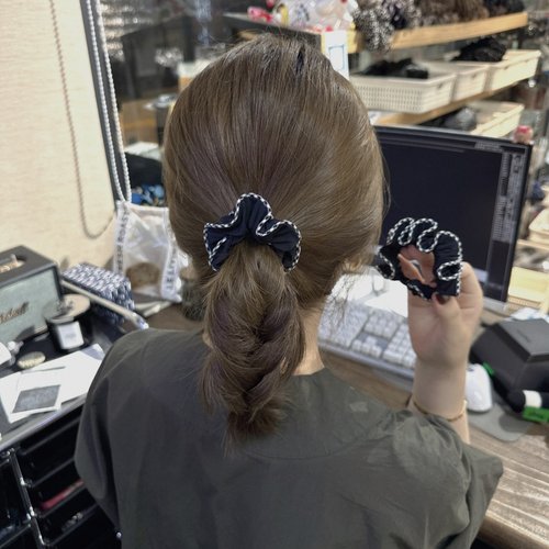 韩版简约黑白格小肠发圈头绳