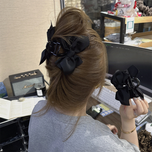 韩版缎面蝴蝶结抓夹女后脑勺在逃公主盘发刘海抓中号夹子发卡发饰