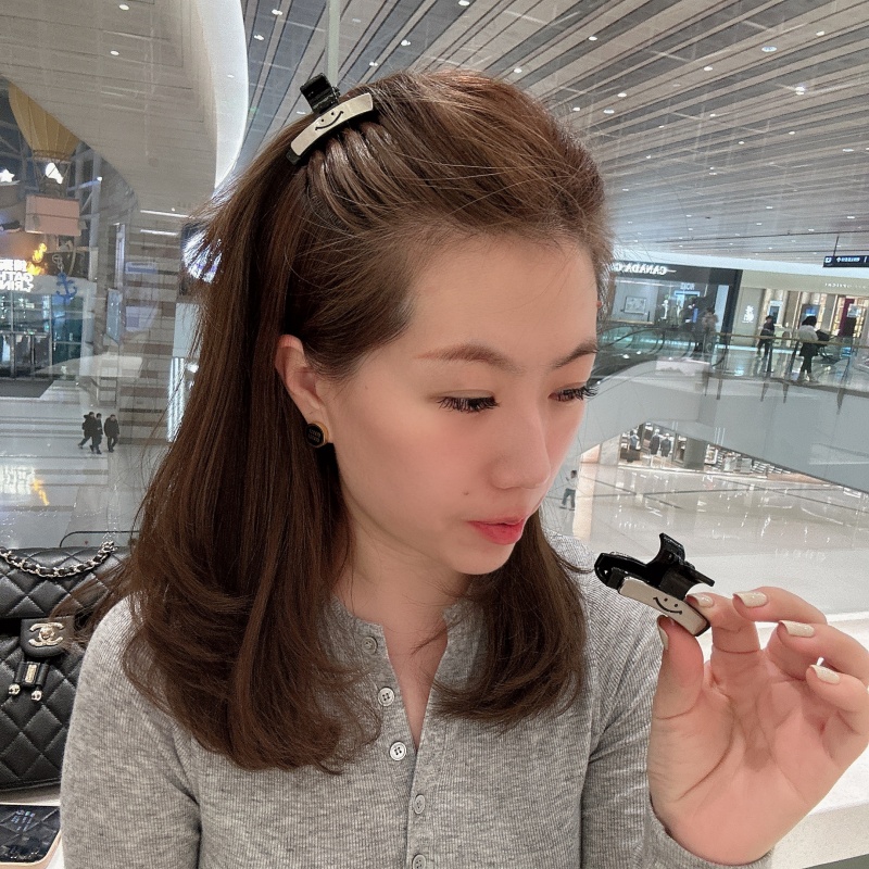 韩版小香风金属笑脸发夹少女后脑勺扎发抓可爱侧边刘海盘发卡头饰
