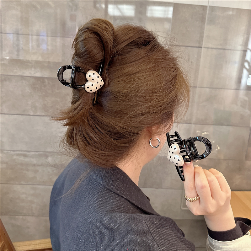 刘海抓夹日韩少女风格波点爱心