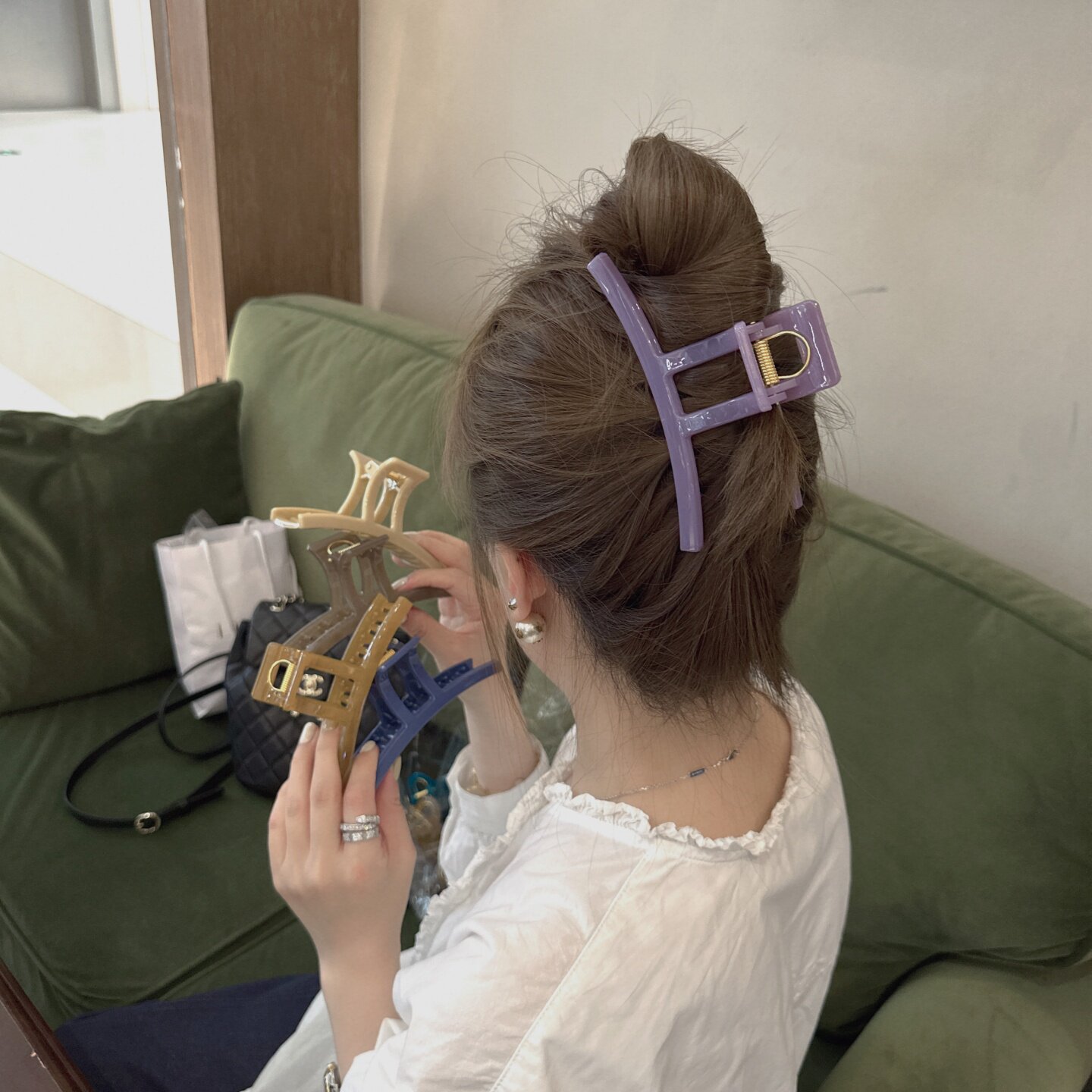 ins风简约彩色糖果抓夹少女高级感盘发后脑勺大号夹马尾侧边头饰