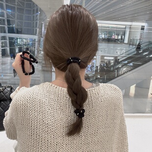 韩式气质金属环褶皱发绳高弹力马尾发圈百搭丸子头绳少女扎发皮筋