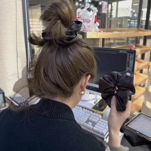 韩系仿皮皱褶大肠发圈皮筋发绳