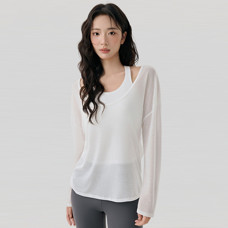 慵懒长袖瑜伽服女松弛感亲肤健身